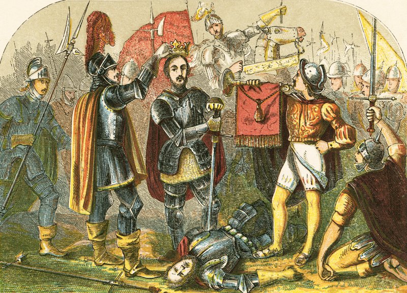 Richmond krönt efter slaget vid Bosworth Field av English School