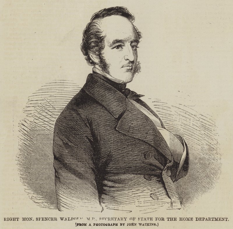 Höger Spencer Walpole, MP, utrikesminister för inrikesdepartementet (gravyr) av English School