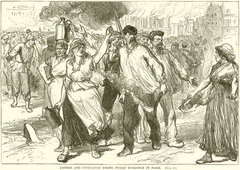 Rioters and Petroleuses avfyrar offentliga byggnader i Paris av English School
