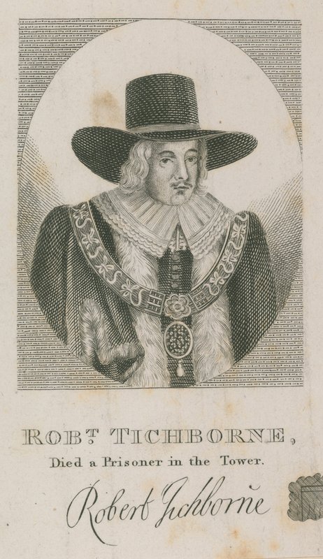 Robert Tichborne, dog som fånge i tornet; Lord Mayor of London 1651 av English School