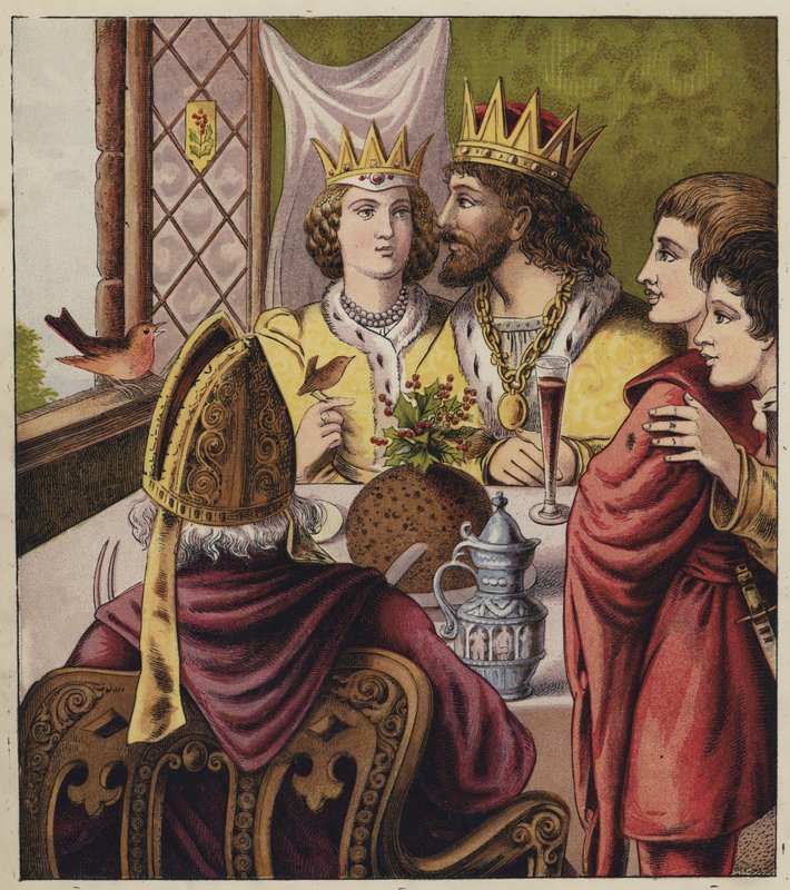 Robins julsång (färg litho) av English School