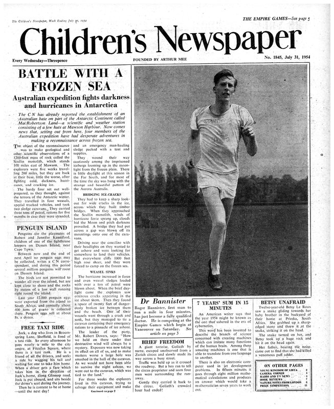 Roger Bannister, förstasidan av 