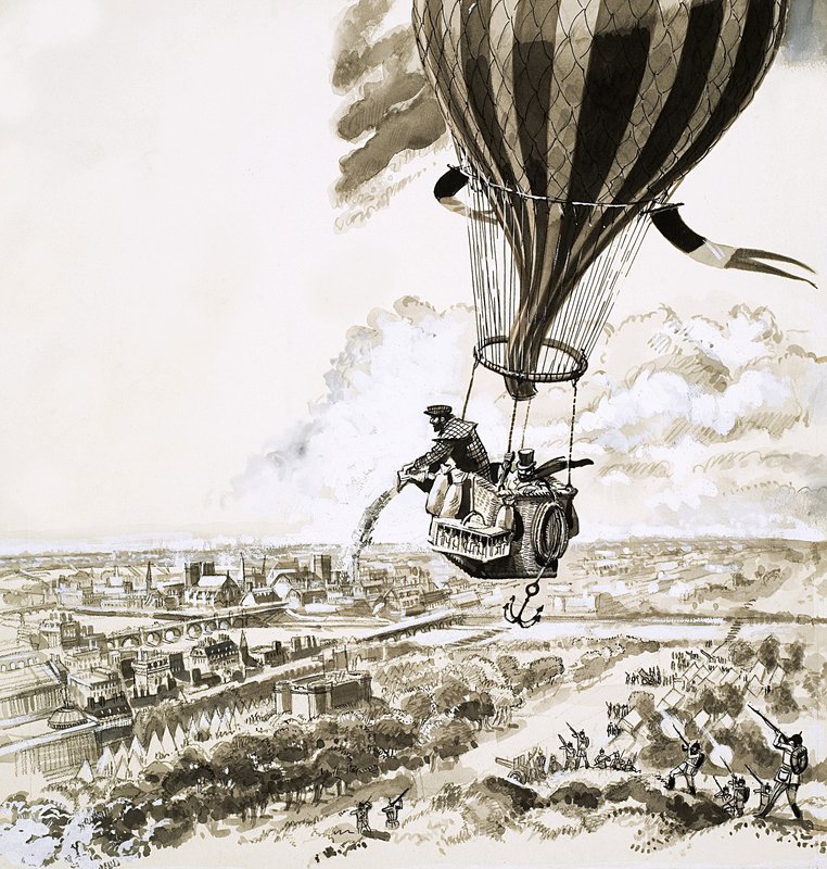 Rolier och Bezier skickades med ett meddelande med ballong under första världskriget av English School