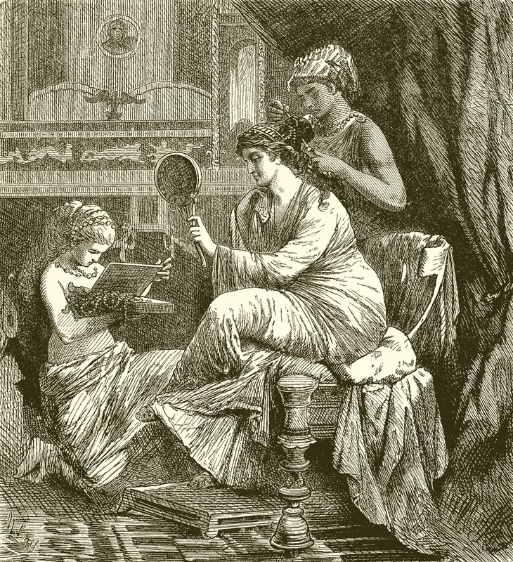 Roman Lady på hennes toalett av English School