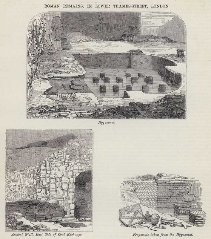 Roman Remains, i Lower Thames-Street, London (gravyr) av English School