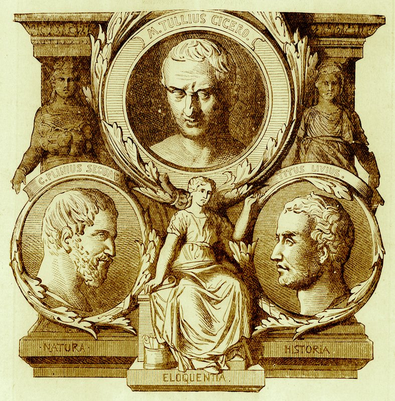 Romersk litteratur, illustration från History of Rome av Victor Duruy, publicerad 1884 (digitalt förbättrad bild) av English School