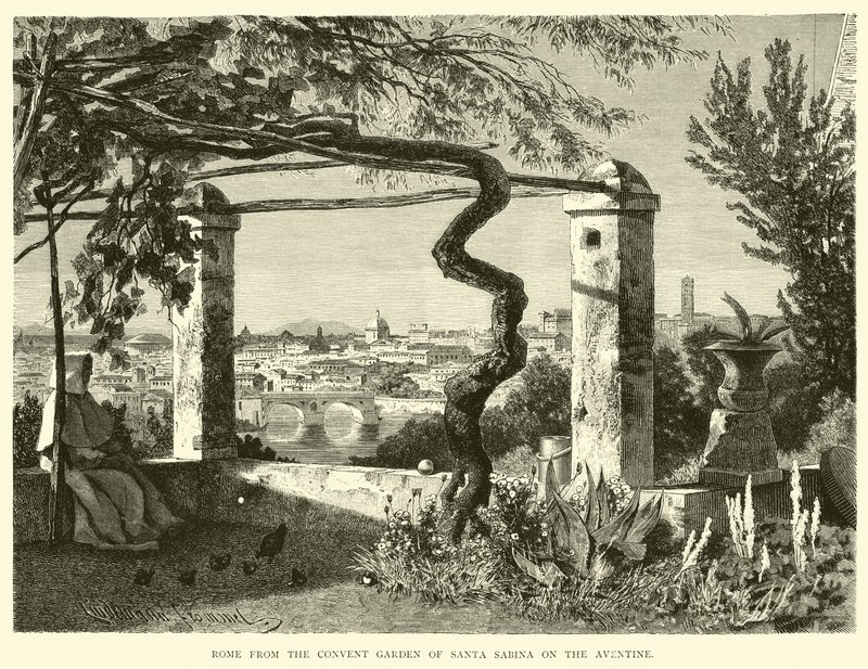 Rom från klosterträdgården Santa Sabina på Aventine av English School