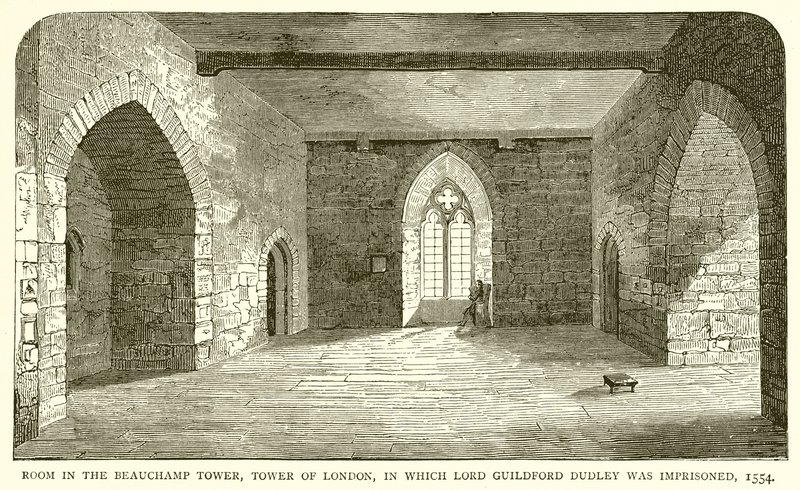 Rum i Beauchamp Tower, Tower of London, där Lord Guildford Dudley var fängslad, 1554 av English School