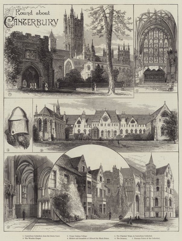 Runt om Canterbury (gravyr) av English School