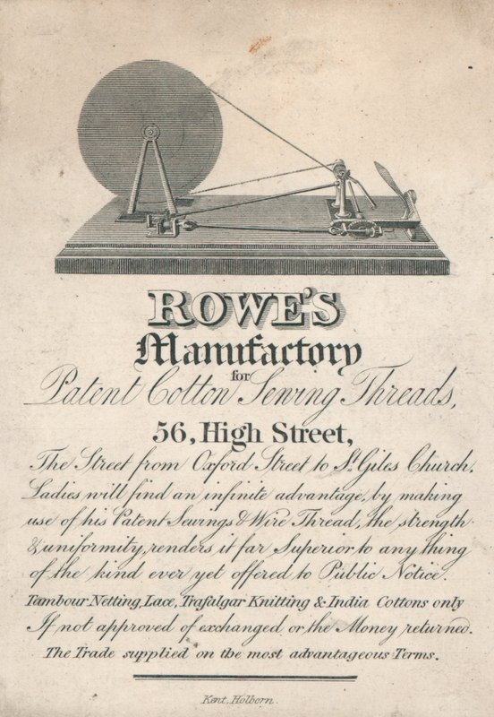 Rowes Manufactory för bomull och sytråd, 56 High Street, Oxford av English School