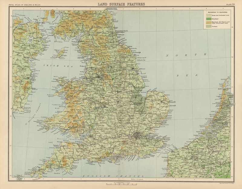 Royal Atlas, c 1900: Land Surface Features (lito i färg) av English School