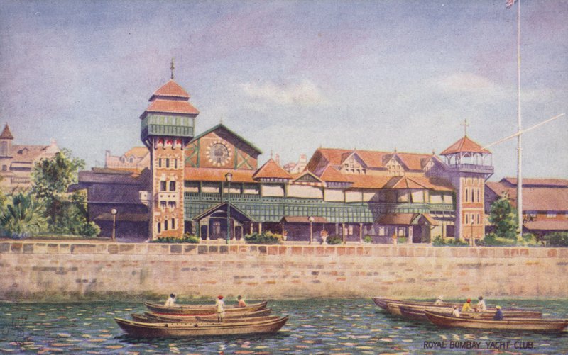 Royal Bombay Yacht Club (färglitografi) av English School