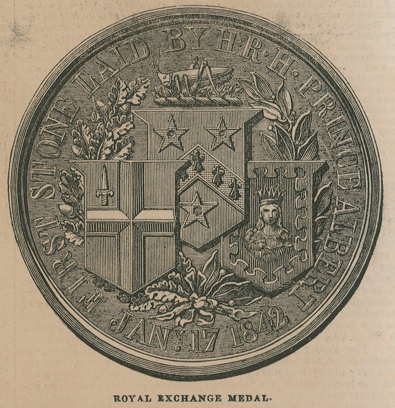 Royal Exchange Medal, tillsatt för att fira invigningen av Royal Exchange 1844 av English School