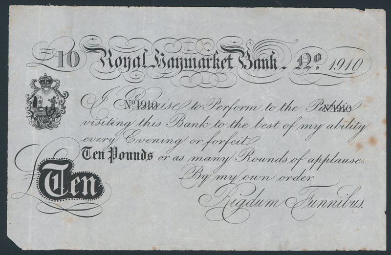 Royal Haymarket Bank, skämtteatralisk sedel av English School