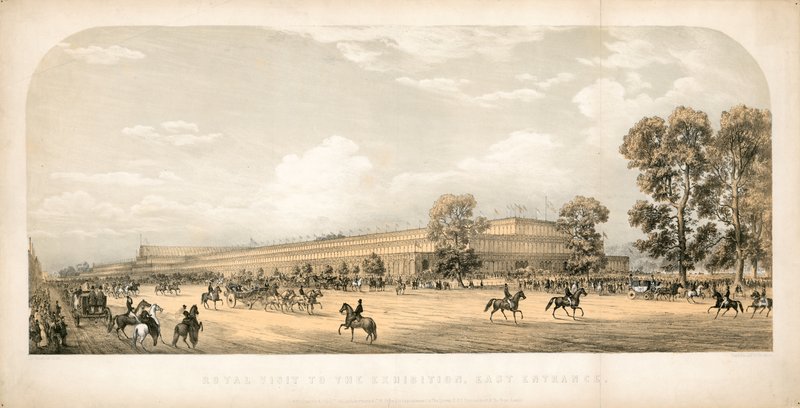 Kungligt besök på den stora utställningen 1851, Östra ingången av English School