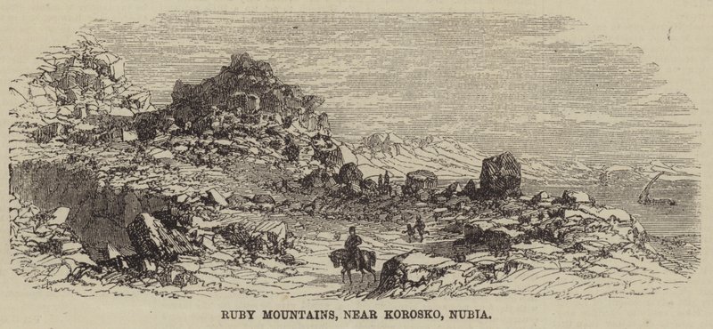 Rubybergen, nära Korosko, Nubia (gravyr) av English School