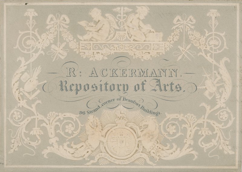 Rudolph Ackermann, Trade Card, präglad av Dobbs av English School