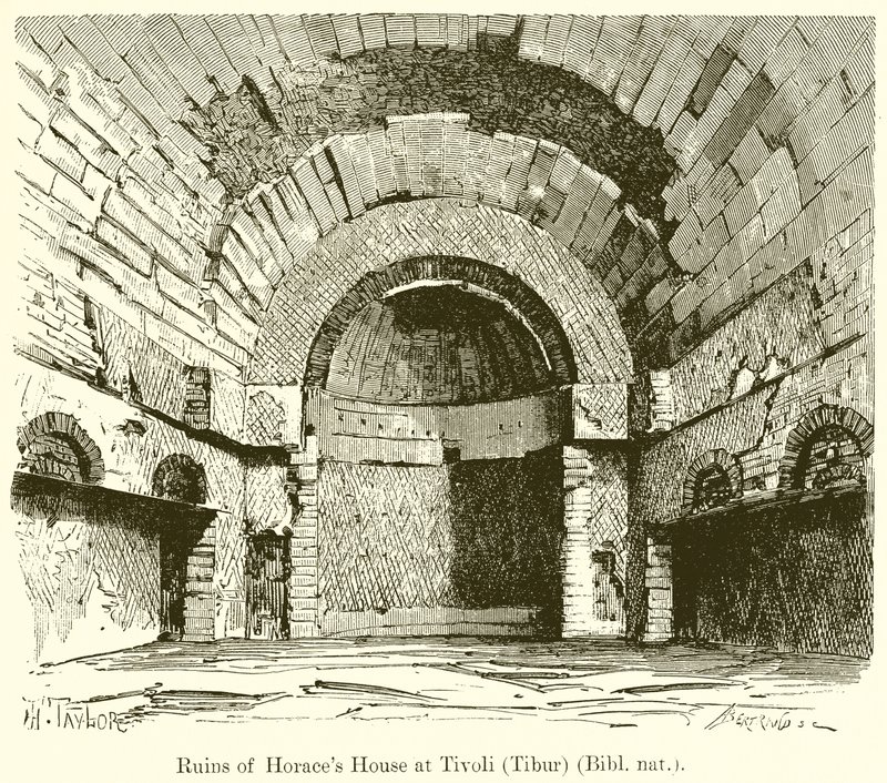 Ruinerna av Horaces House i Tivoli (Tibur) (Bibl. nat.) av English School