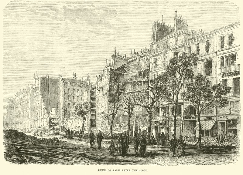 Ruinerna av Paris efter belägringen, april 1871 av English School