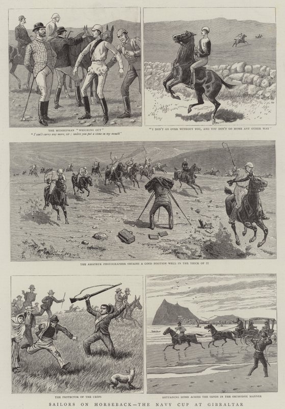 Sailors on Horseback, Navy Cup i Gibraltar (gravyr) av English School