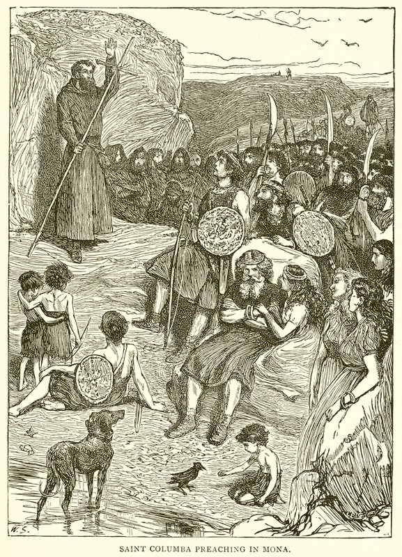 Saint Columba predikar i Mona av English School