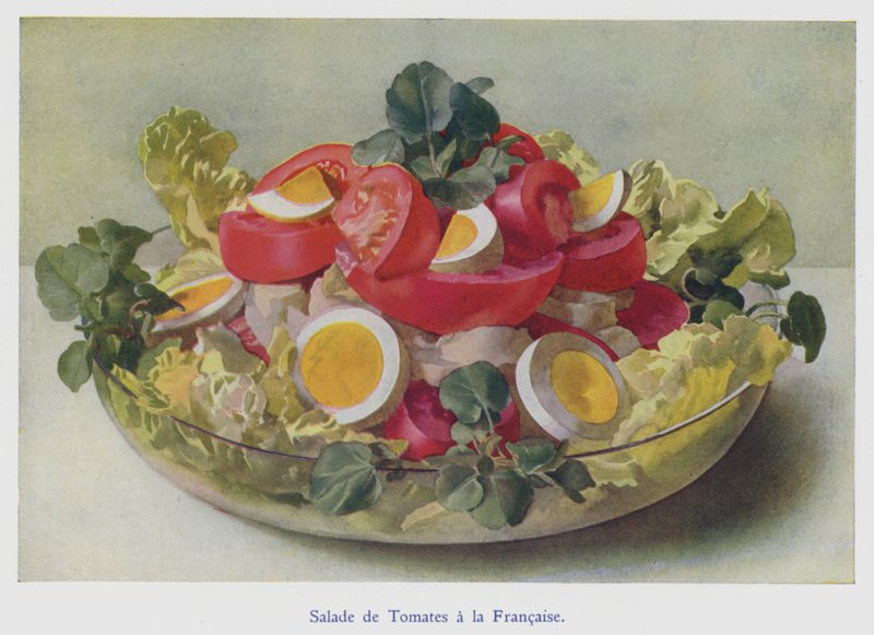 Fransk tomatsallad (färglitografi) av English School