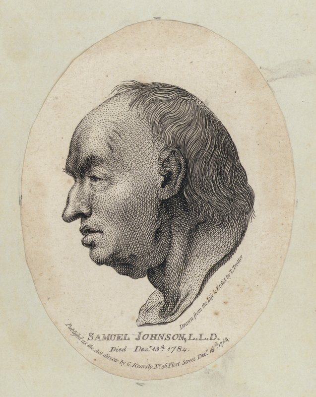 Samuel Johnson, engelsk författare och lexikograf (etsning) av English School