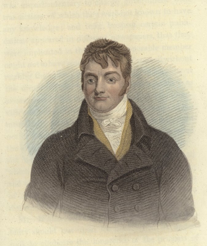 Samuel Whitbread, brittisk politiker (färgad gravyr) av English School