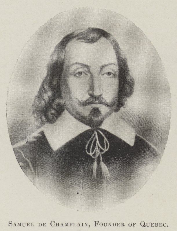 Samuel de Champlain, grundare av Quebec (litho) av English School