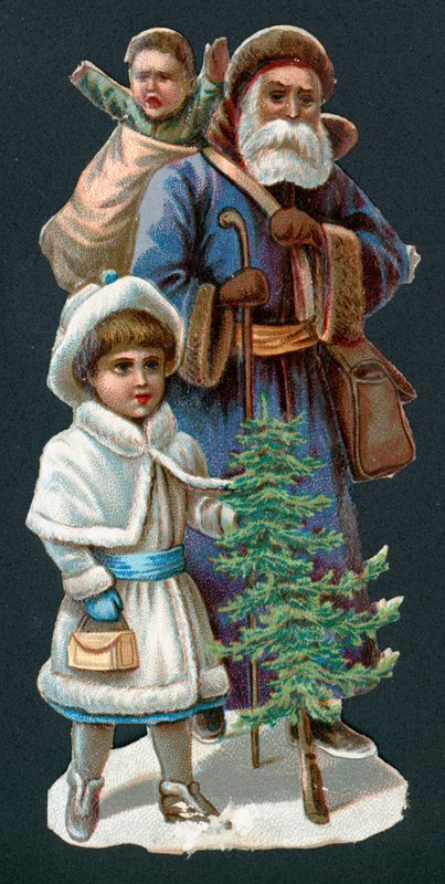 Jultomten med barn, julkort av English School