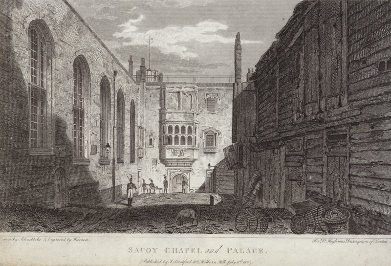 Savoy Chapel and Palace, London, 1807 av English School