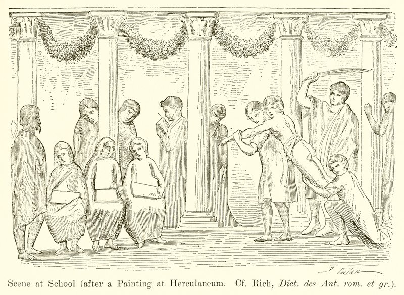 Scen i skolan (efter en målning på Herculaneum. Jfr Rich, Dict. des Ant. rom. et gr.) av English School