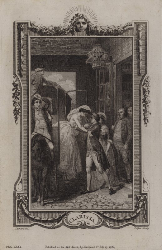 Scen från Clarissa, av Samuel Richardson av English School
