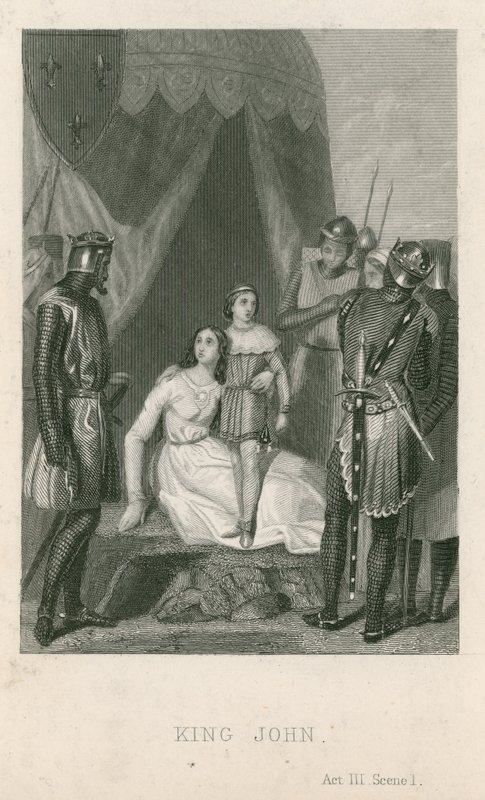 Scen från King John av William Shakespeare av English School