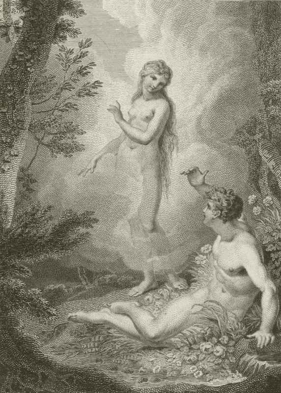 Scen från Paradise Lost, av John Milton av English School