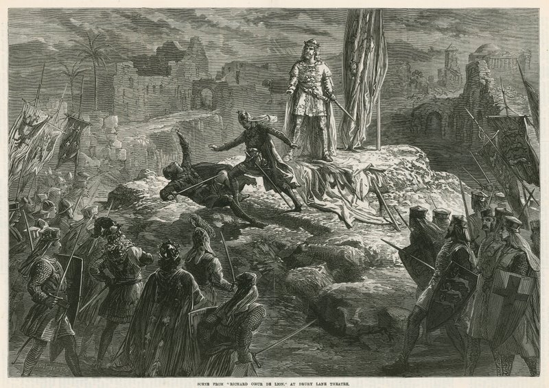 Scen från Richard Coeur de Lion på Drury Lane Theatre av English School
