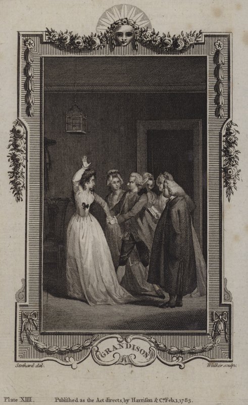 Scen från The History of Sir Charles Grandison, av Samuel Richardson av English School