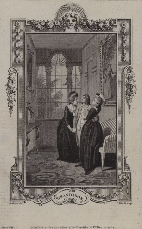Scen från The History of Sir Charles Grandison, av Samuel Richardson av English School