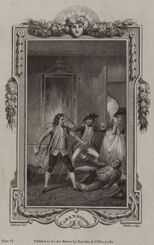 Scen från The History of Sir Charles Grandison, av Samuel Richardson av English School
