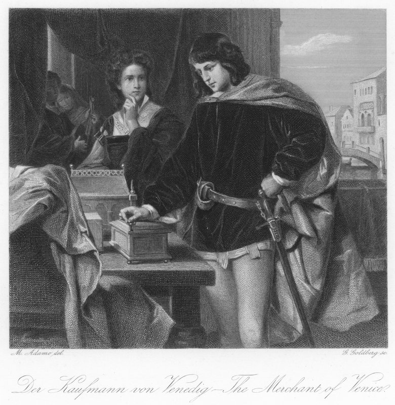 Scen från The Merchant of Venice av English School