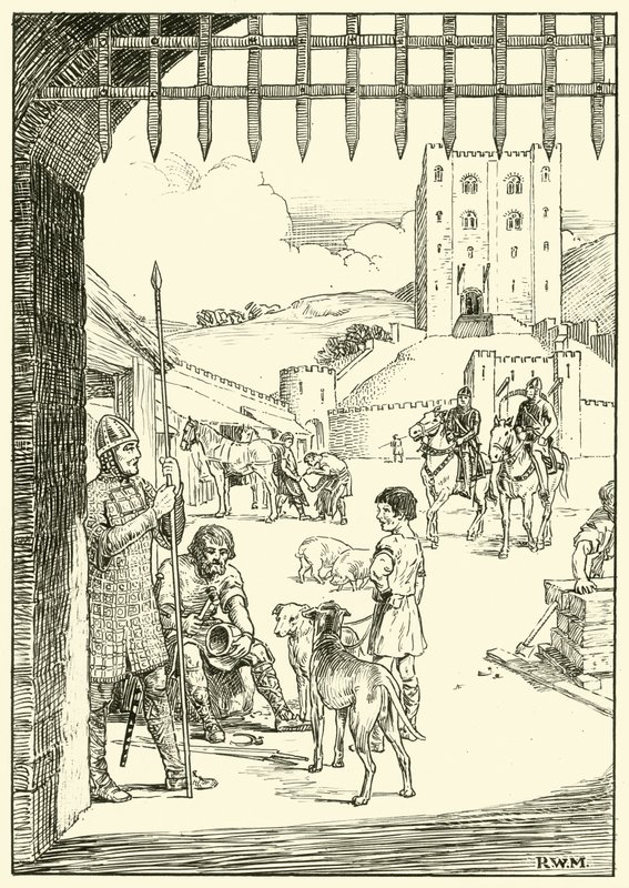 Scen i en slottsgård (bläck på papper) av English School