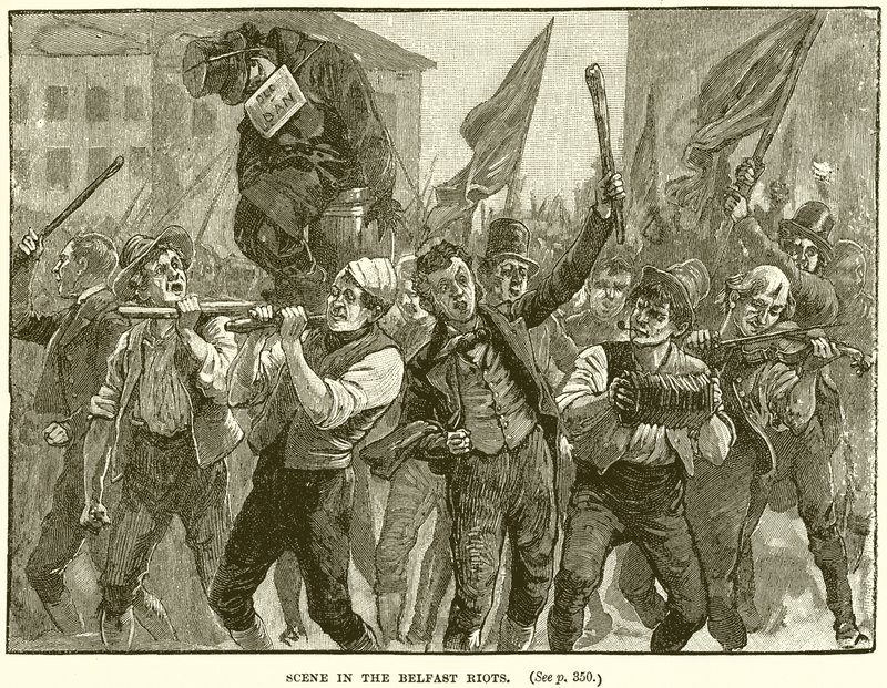 Scen i Belfast Riots av English School