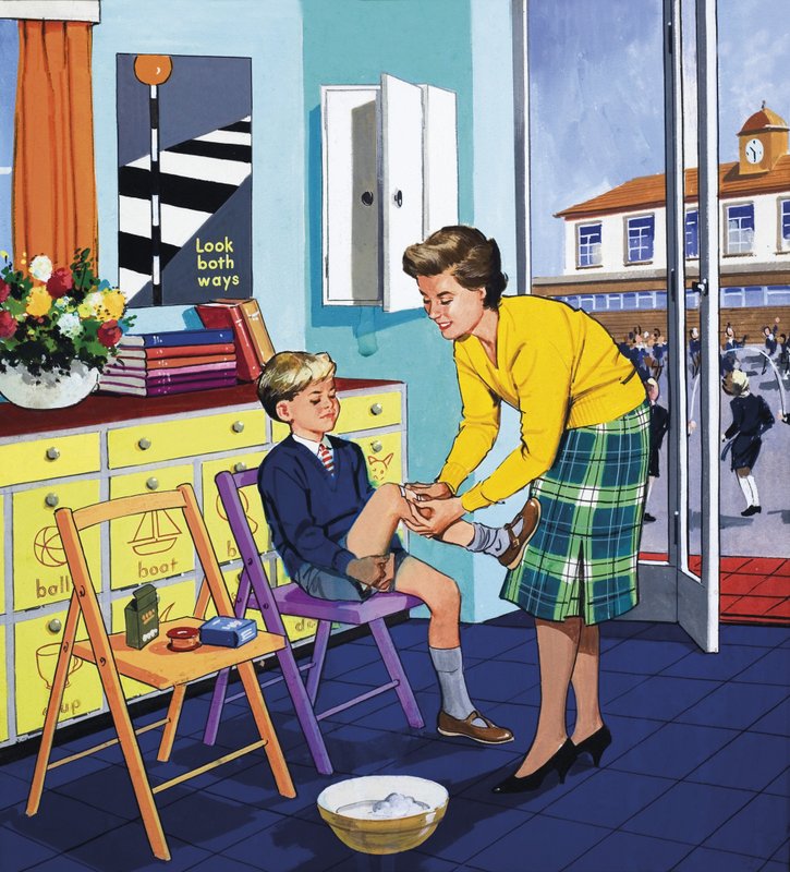 Skolsköterska (gouache på papper) av English School
