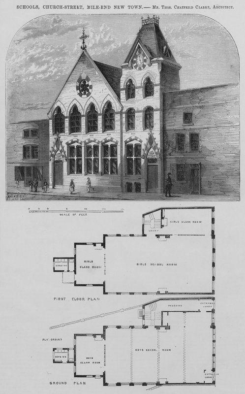 Skolor, Church-Street, Mile-End New Town (gravyr) av English School