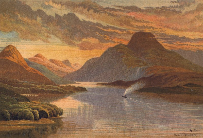 Skottland, Loch Lomond (färg litho) av English School