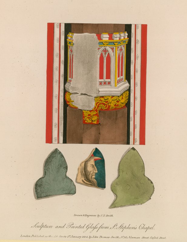 Skulptur och målat glas från St Stephen