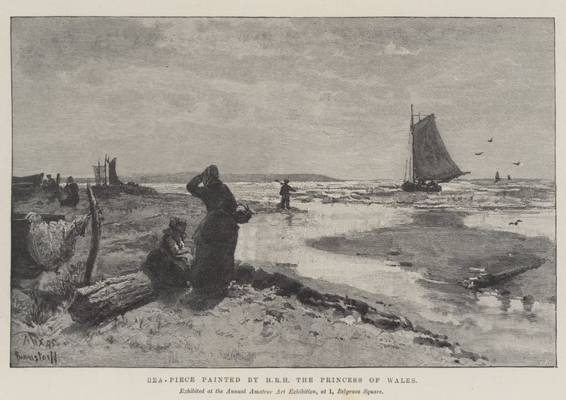 Sea-Piece målad av HRH prinsessan av Wales (gravyr) av English School