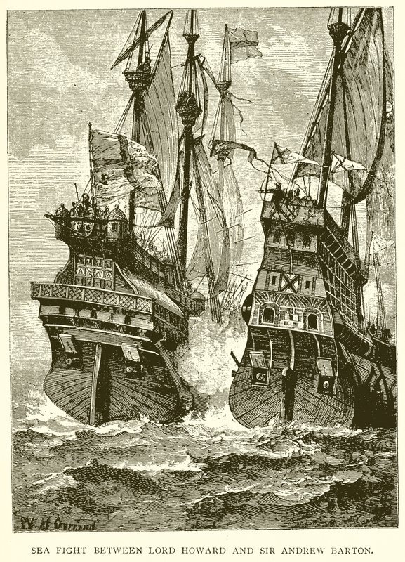 Sea Fight mellan Lord Howard och Sir Andrew Barton av English School