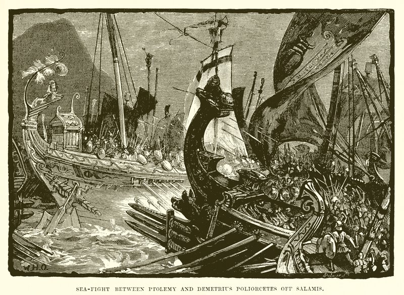Sjöstrid mellan Ptolemaios och Demetrius Poliorcetes utanför Salamis av English School