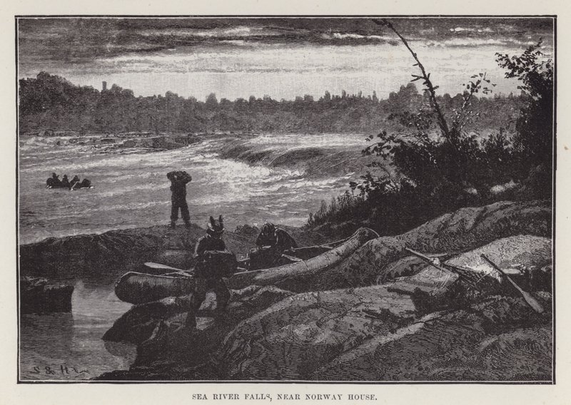 Sea River Falls, nära Norway House (gravyr) av English School